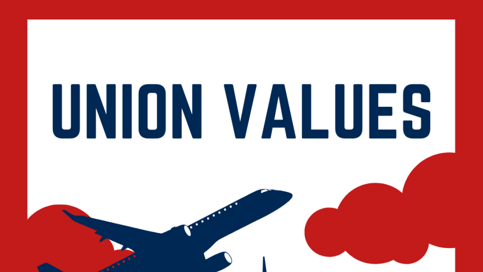 A graphic of an airplane taking off over the airport